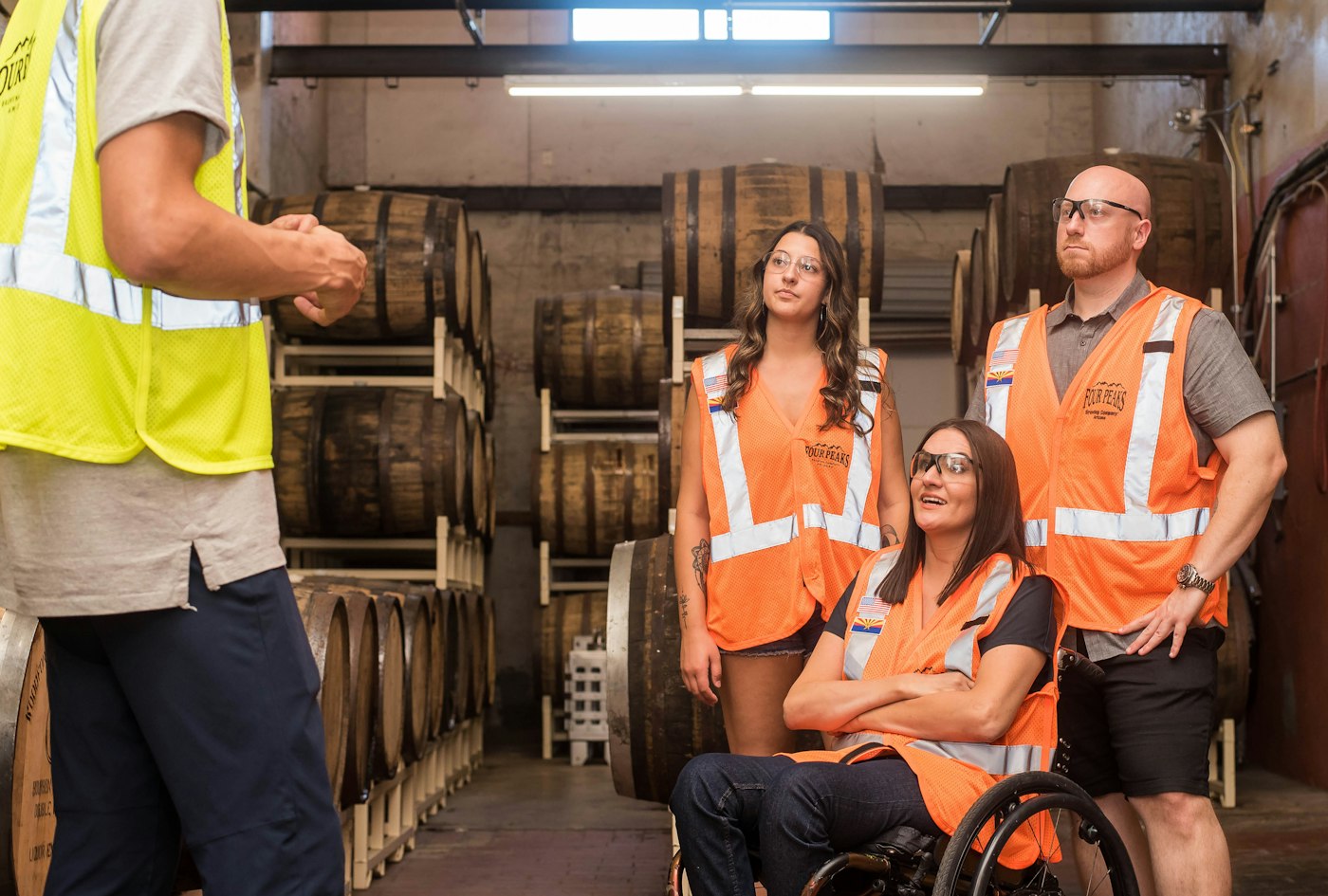Warehouse team in high-visibility vests